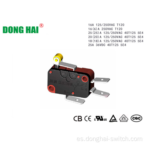 Microinterruptor eléctrico Palanca de rodillo de bisagra metálica corta